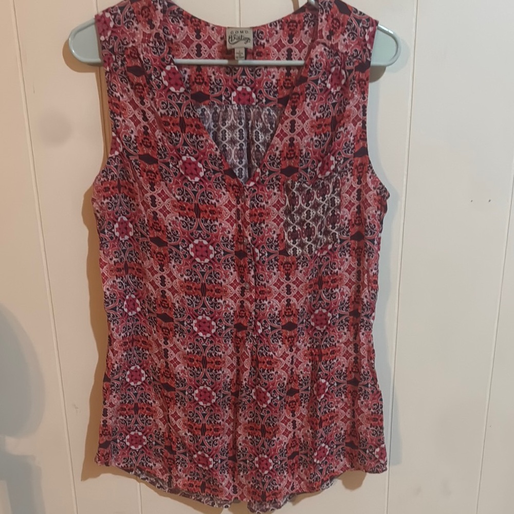 Pink and orange Patterned Sleeveless Top